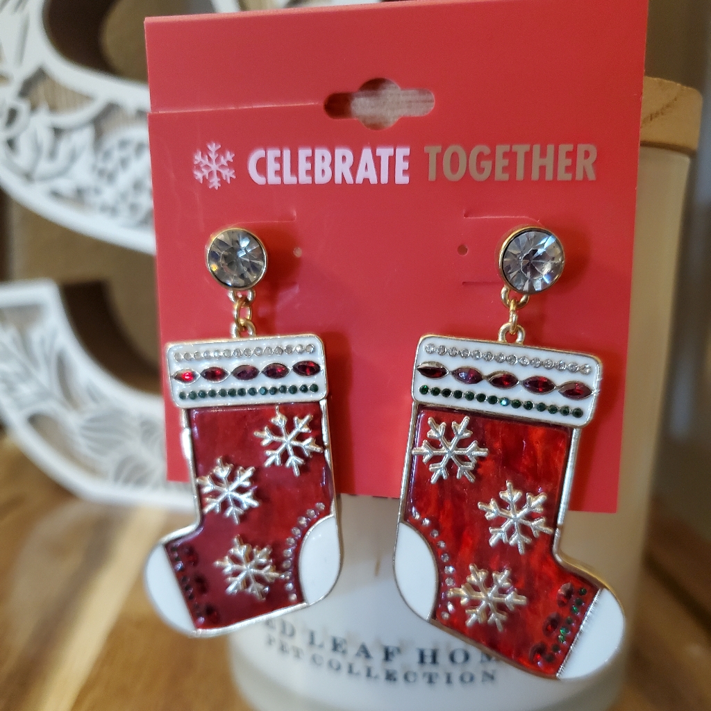 Christmas Socks Drop Earrings 10$